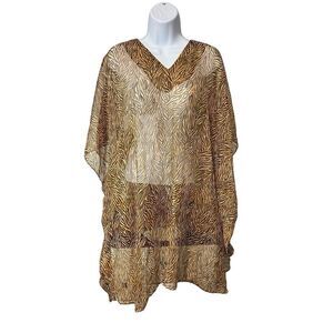 Patti J. Leisure Women's Sheer Animal Print Swim Coverup OSFM‎